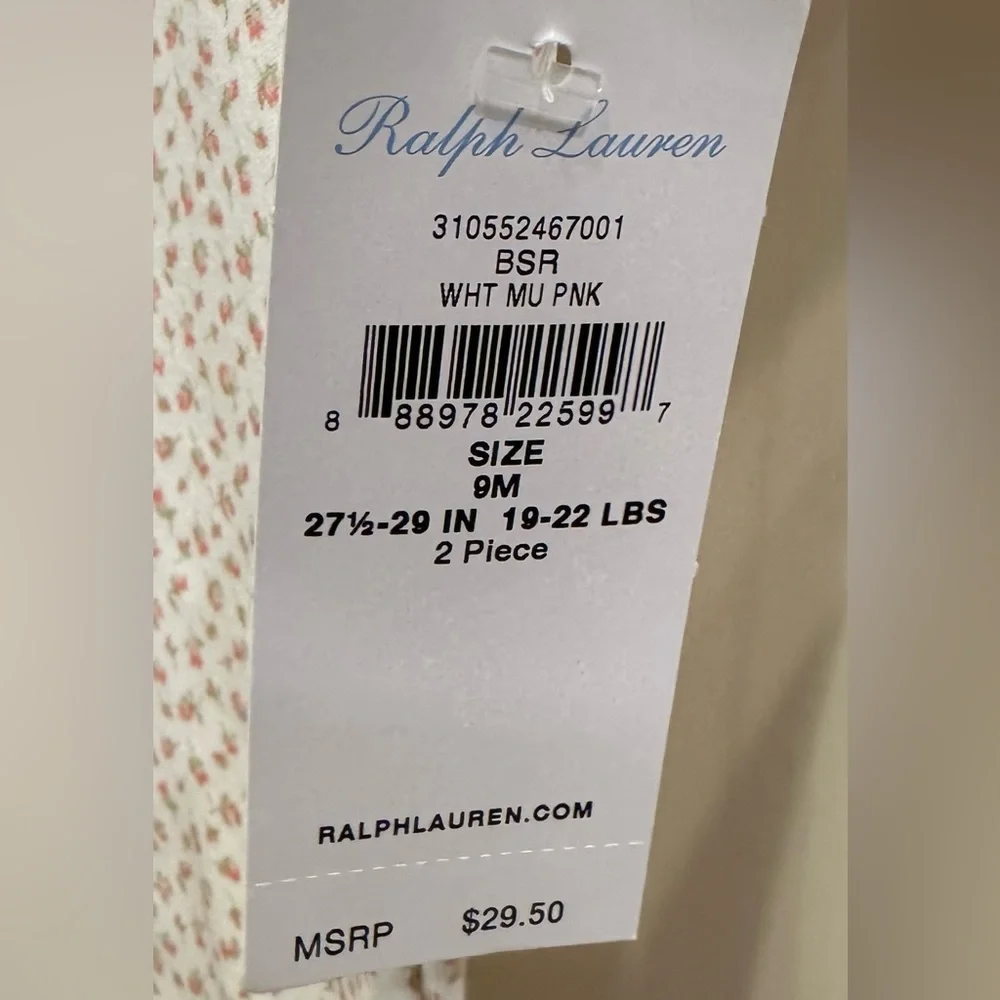 Ralph Lauren Baby Girl 9 Month Floral Onsie - Picture 3 of 3